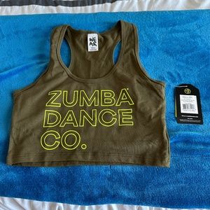 Zumba Dancing on Sunshine Crop Racerback NWT Size XS